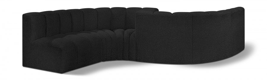 Arc Boucle Fabric 6pc. Sectional Black - 102Black-S6D - Vega Furniture