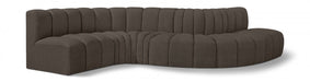 Arc Boucle Fabric 6pc. Sectional Brown - 102Brown-S6A - Vega Furniture