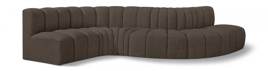 Arc Boucle Fabric 6pc. Sectional Brown - 102Brown-S6A - Vega Furniture