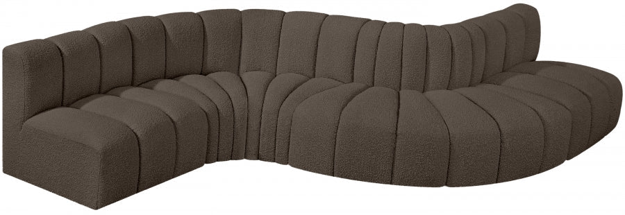 Arc Boucle Fabric 6pc. Sectional Brown - 102Brown-S6A - Vega Furniture