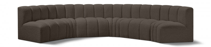 Arc Boucle Fabric 6pc. Sectional Brown - 102Brown-S6B - Vega Furniture