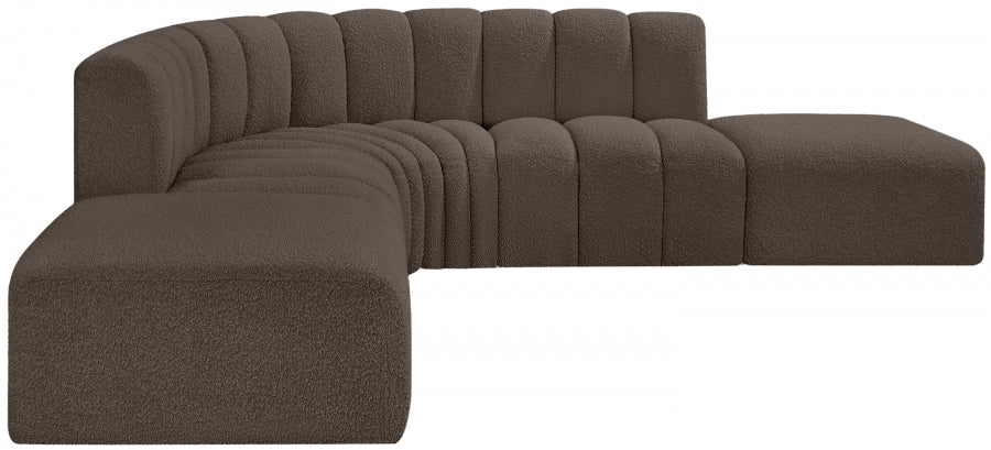 Arc Boucle Fabric 6pc. Sectional Brown - 102Brown-S6C - Vega Furniture