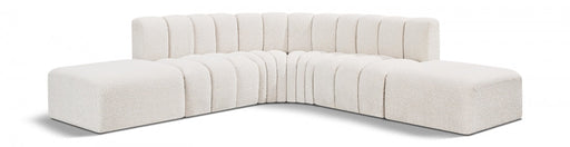 Arc Boucle Fabric 6pc. Sectional Cream - 102Cream-S6C - Vega Furniture