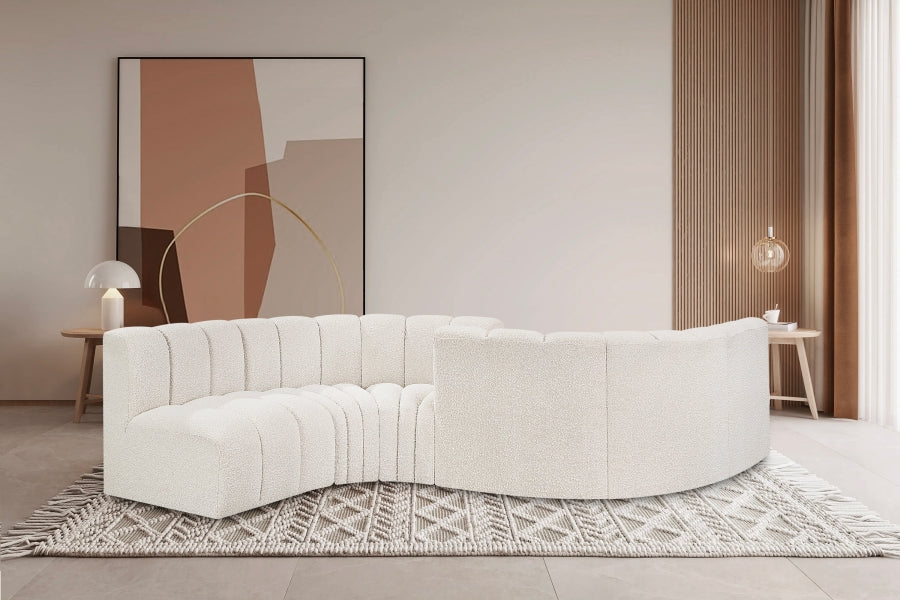 Arc Boucle Fabric 6pc. Sectional Cream - 102Cream-S6D - Vega Furniture