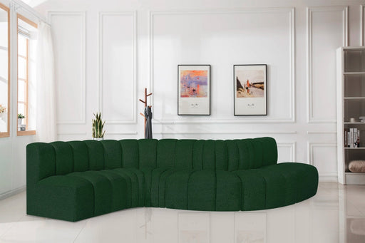 Arc Boucle Fabric 6pc. Sectional Green - 102Green-S6A - Vega Furniture