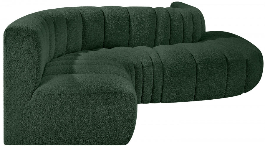 Arc Boucle Fabric 6pc. Sectional Green - 102Green-S6A - Vega Furniture