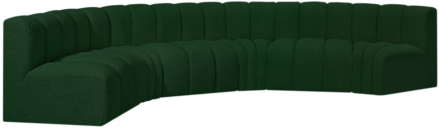 Arc Boucle Fabric 6pc. Sectional Green - 102Green-S6B - Vega Furniture