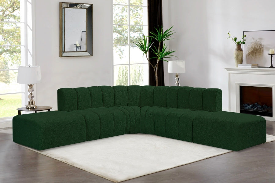 Arc Boucle Fabric 6pc. Sectional Green - 102Green-S6C - Vega Furniture