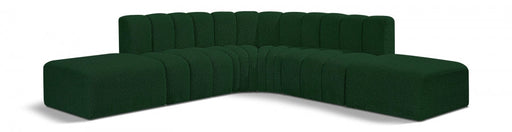 Arc Boucle Fabric 6pc. Sectional Green - 102Green-S6C - Vega Furniture