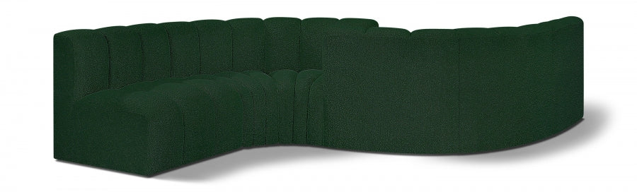 Arc Boucle Fabric 6pc. Sectional Green - 102Green-S6D - Vega Furniture