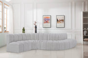 Arc Boucle Fabric 6pc. Sectional Grey - 102Grey-S6A - Vega Furniture