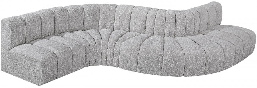 Arc Boucle Fabric 6pc. Sectional Grey - 102Grey-S6A - Vega Furniture