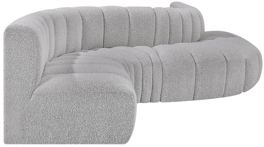 Arc Boucle Fabric 6pc. Sectional Grey - 102Grey-S6A - Vega Furniture