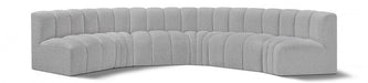 Arc Boucle Fabric 6pc. Sectional Grey - 102Grey-S6B - Vega Furniture