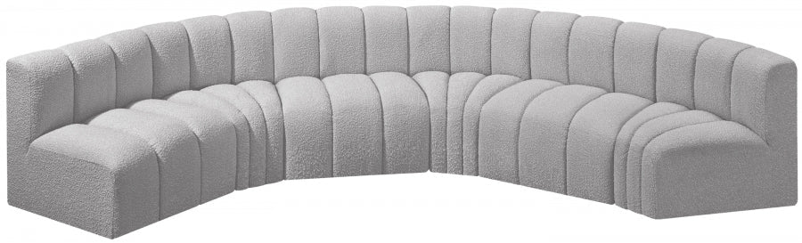 Arc Boucle Fabric 6pc. Sectional Grey - 102Grey-S6B - Vega Furniture