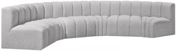 Arc Boucle Fabric 6pc. Sectional Grey - 102Grey-S6B - Vega Furniture