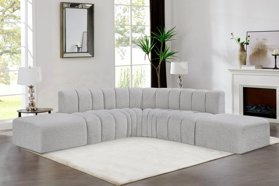 Arc Boucle Fabric 6pc. Sectional Grey - 102Grey-S6C - Vega Furniture