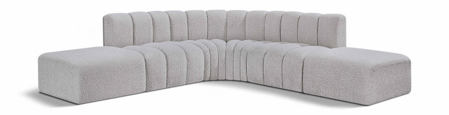 Arc Boucle Fabric 6pc. Sectional Grey - 102Grey-S6C - Vega Furniture