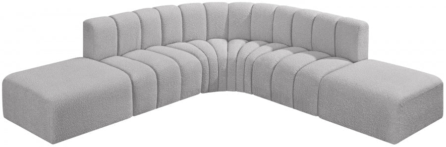 Arc Boucle Fabric 6pc. Sectional Grey - 102Grey-S6C - Vega Furniture