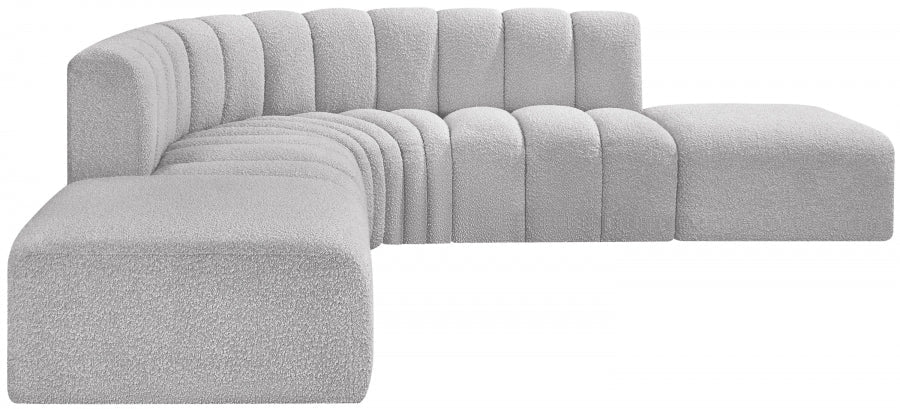 Arc Boucle Fabric 6pc. Sectional Grey - 102Grey-S6C - Vega Furniture