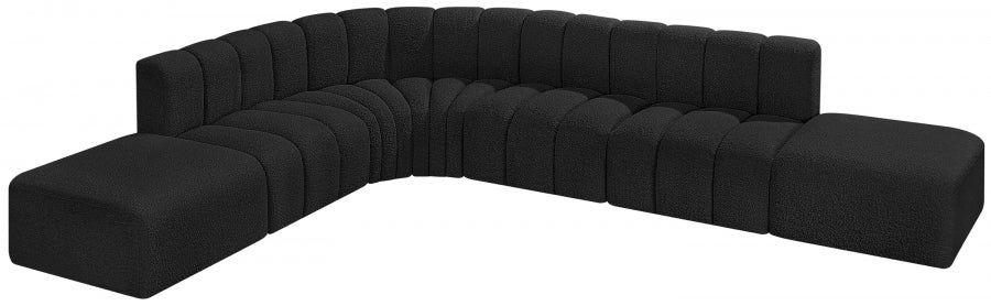 Arc Boucle Fabric 7pc. Sectional Black - 102Black-S7A - Vega Furniture