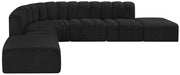 Arc Boucle Fabric 7pc. Sectional Black - 102Black-S7A - Vega Furniture