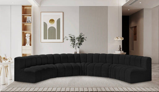 Arc Boucle Fabric 7pc. Sectional Black - 102Black-S7B - Vega Furniture