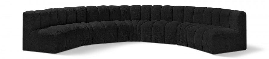Arc Boucle Fabric 7pc. Sectional Black - 102Black-S7B - Vega Furniture