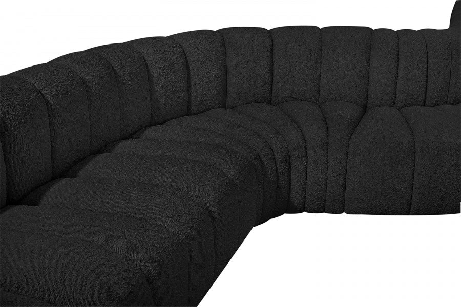 Arc Boucle Fabric 7pc. Sectional Black - 102Black-S7C - Vega Furniture