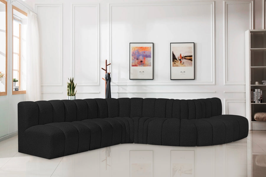 Arc Boucle Fabric 7pc. Sectional Black - 102Black-S7C - Vega Furniture