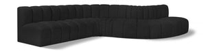 Arc Boucle Fabric 7pc. Sectional Black - 102Black-S7C - Vega Furniture