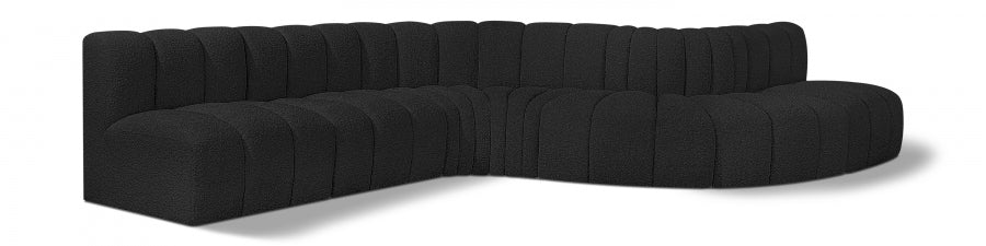 Arc Boucle Fabric 7pc. Sectional Black - 102Black-S7C - Vega Furniture