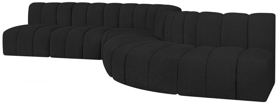 Arc Boucle Fabric 7pc. Sectional Black - 102Black-S7C - Vega Furniture