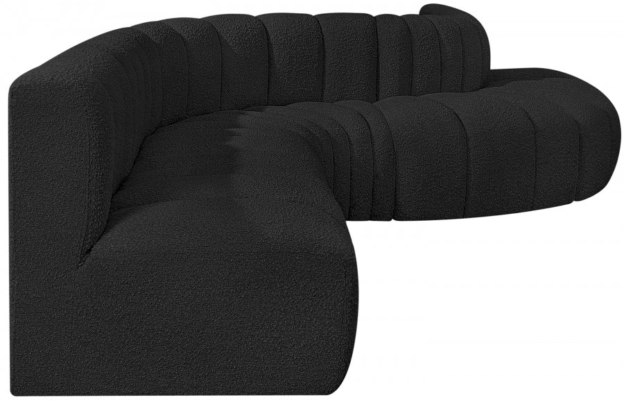 Arc Boucle Fabric 7pc. Sectional Black - 102Black-S7C - Vega Furniture