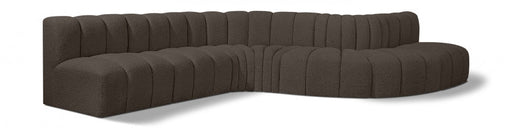 Arc Boucle Fabric 7pc. Sectional Brown - 102Brown-S7C - Vega Furniture