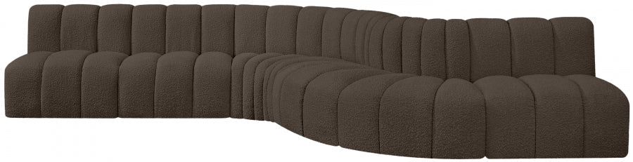 Arc Boucle Fabric 7pc. Sectional Brown - 102Brown-S7C - Vega Furniture