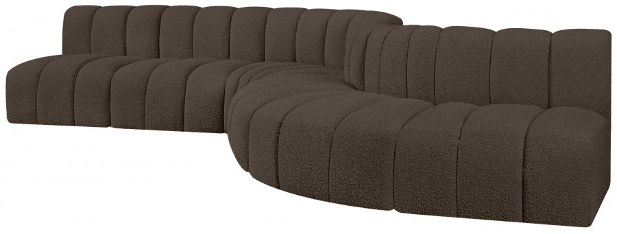 Arc Boucle Fabric 7pc. Sectional Brown - 102Brown-S7C - Vega Furniture