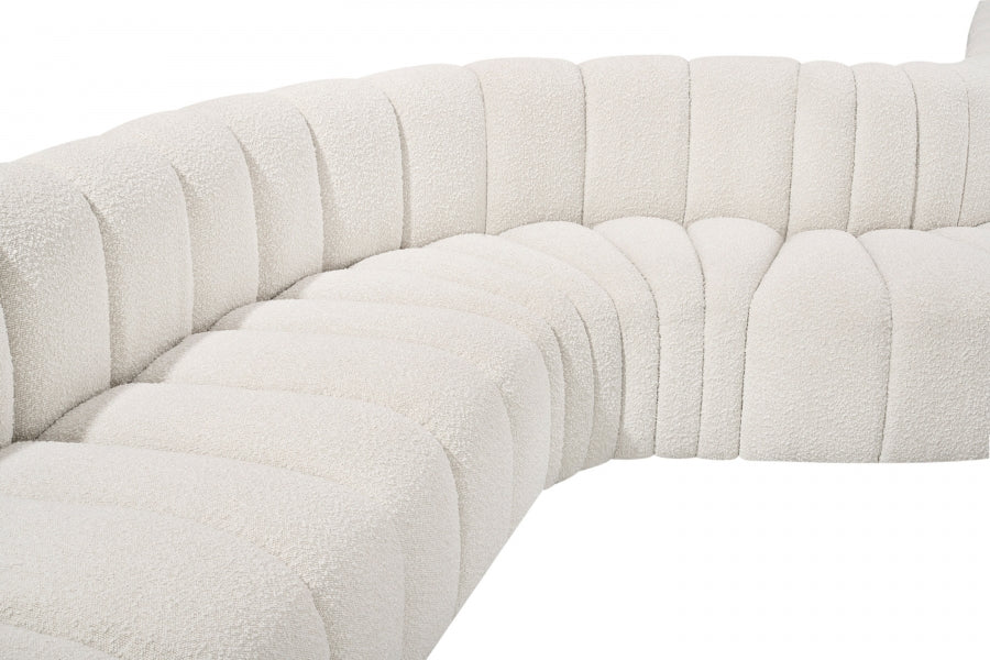 Arc Boucle Fabric 7pc. Sectional Cream - 102Cream-S7C - Vega Furniture