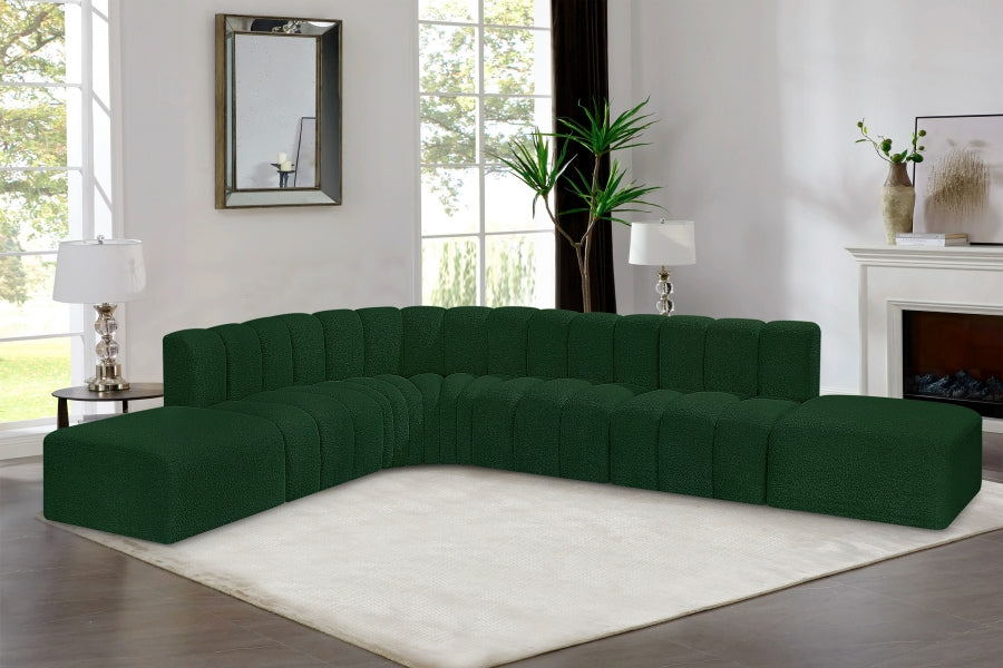 Arc Boucle Fabric 7pc. Sectional Green - 102Green-S7A - Vega Furniture