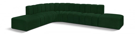 Arc Boucle Fabric 7pc. Sectional Green - 102Green-S7A - Vega Furniture