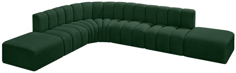 Arc Boucle Fabric 7pc. Sectional Green - 102Green-S7A - Vega Furniture