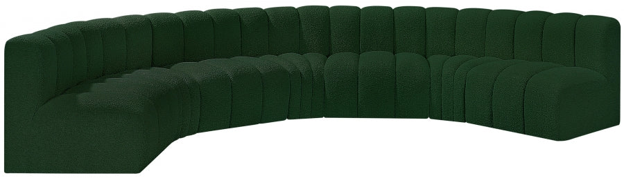 Arc Boucle Fabric 7pc. Sectional Green - 102Green-S7B - Vega Furniture