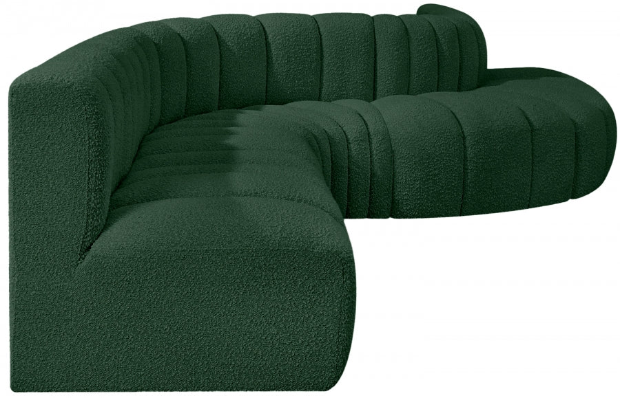 Arc Boucle Fabric 7pc. Sectional Green - 102Green-S7C - Vega Furniture