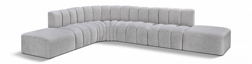 Arc Boucle Fabric 7pc. Sectional Grey - 102Grey-S7A - Vega Furniture