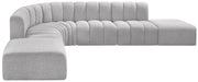 Arc Boucle Fabric 7pc. Sectional Grey - 102Grey-S7A - Vega Furniture