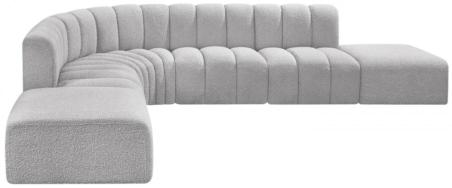 Arc Boucle Fabric 7pc. Sectional Grey - 102Grey-S7A - Vega Furniture