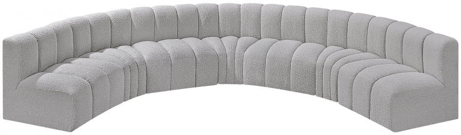 Arc Boucle Fabric 7pc. Sectional Grey - 102Grey-S7B - Vega Furniture