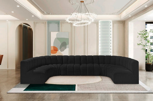Arc Boucle Fabric 8pc. Sectional Black - 102Black-S8A - Vega Furniture