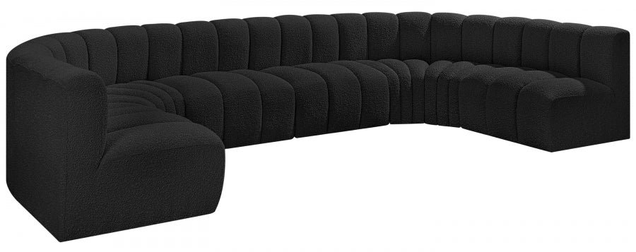 Arc Boucle Fabric 8pc. Sectional Black - 102Black-S8A - Vega Furniture