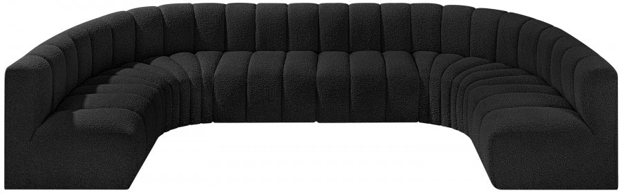 Arc Boucle Fabric 8pc. Sectional Black - 102Black-S8A - Vega Furniture